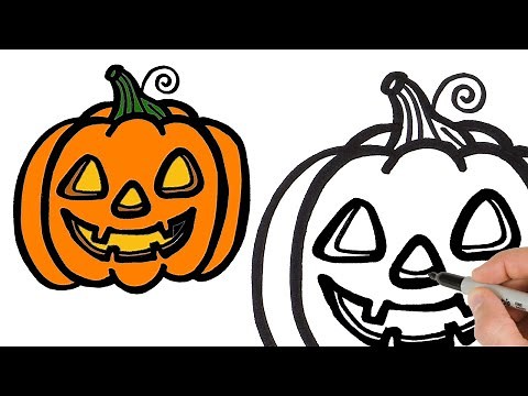 How to Draw Jack-o'-Lantern Pumpkin | Step by Step | Halloween drawings