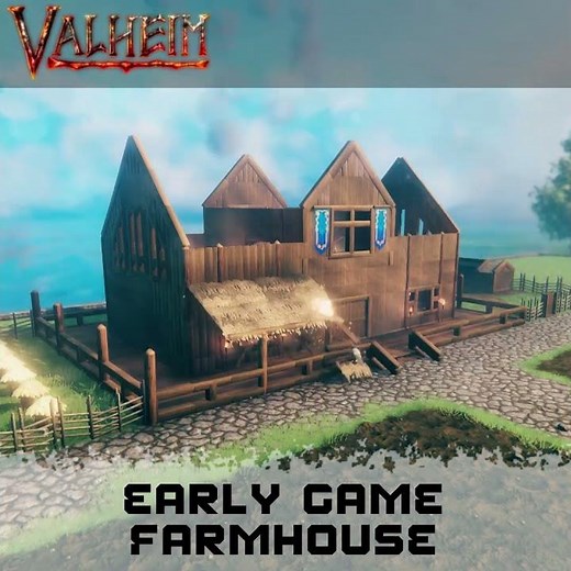 Valheim Huge Wooden Farmhouse - Early Game - (Speed Build Short) #valheim #speedbuild