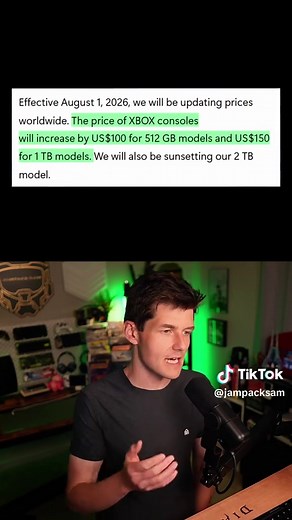 XBOX consoles are getting ANOTHER price increase… Starting August 1, 2026, an XBOX Series S 512GB model now starts at $499 and an XBOX Series X 1TB Digital Edition is $749. How much would you pay for a new XBOX console? #xbox #xboxseriesx #xboxseriess #gaming #microsoft
