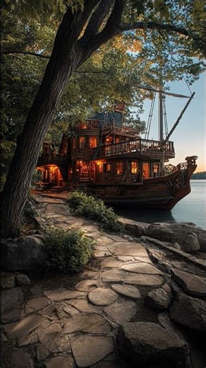 Stunning pirate themed tiny house boat transformation