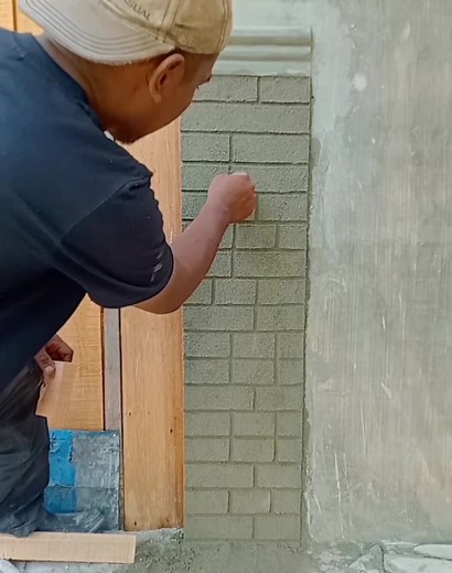 6.3M views · 38K reactions | How to make Bricks texture using cement and sand | Andris Brick Art | Facebook