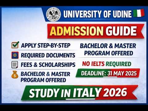 University of Udine, Italy 26-27 | Admission Proces & Fully Funded Scholarship | BS & MS | No IELTS