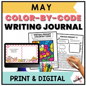 Cute MAY Writing Journal Prompts Print & Google Slides 2nd 3rd 4th Grade