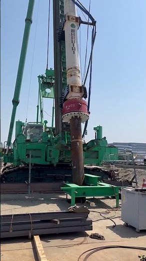 Driving steel pipe piles (inclined piles) using the hydraulic hammer S-90