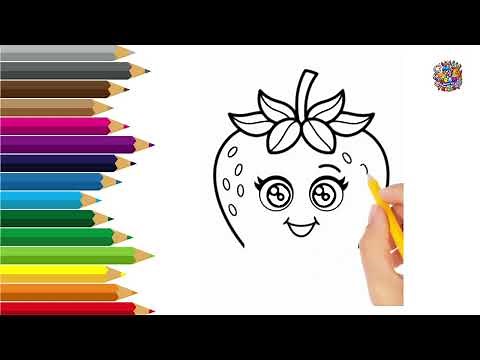 How to Draw & Color a Cute Kawaii Strawberry | Easy Step-by-Step Tutorial for Kids 🍓