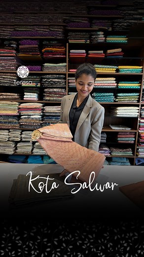 Teresa Online on Instagram: "Indulge in the timeless elegance of our Kota Salwar set. This stunning ensemble showcases a graceful blend of traditional craftsmanship and contemporary style. The kurta's yoke is adorned with intricate handwork in a mesmerizing zig-zag pattern, while the delicate Kota fabric ensures utmost comfort. Choose from our two exquisite color options to complement your complexion. The set is complemented by a luxurious dupatta, lavishly embellished with heavy machine work an