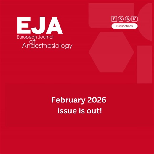 📢 EJA February 2026 issue is here! Explore the latest research in anaesthesia, perioperative care, and pain management: 🔹 Geriatric care: Optimising perioperative management for older patients 🔹 Obstetrics: Prophylactic infusions in caesarean delivery, postpartum stomach changes 🔹 Postoperative recovery: Muscle weakness, fatigue, and rest–activity rhythms 🔹 Haemodynamics & monitoring: Continuous vs intermittent blood pressure, airway pressures 🔹 Clinical insights: Epidurals, cognitive outc