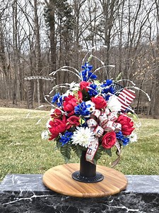 Patriotic Cemetery Vase, Vase Arrangement, Memorial Cemetery Vase, Memorial Flowers, Spring Cemetery Vase, Sympathy Flowers - Etsy