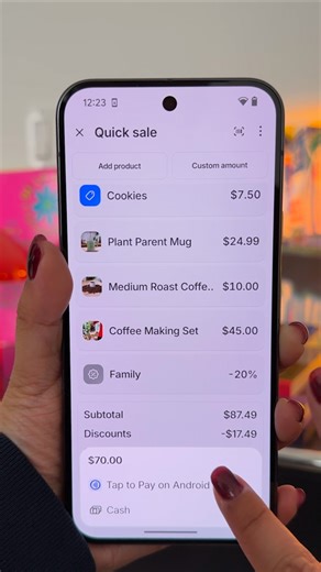 Shopify on Instagram: "make quick sales even quicker add custom items, apply discounts, send receipts, and accept payments in person—all in one flow"