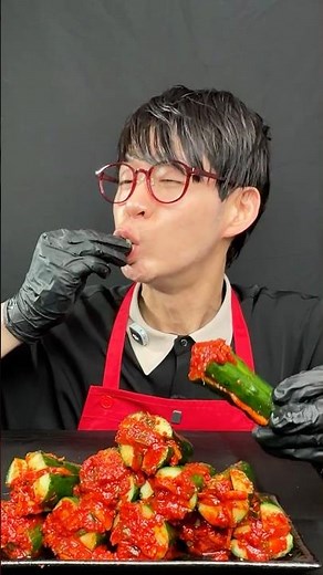 【爆食】新作キムチジャンで作るオイキムチが極上の飯テロ。Okra Kimchi Mukbang #Shorts #咀嚼音 #飯テロ