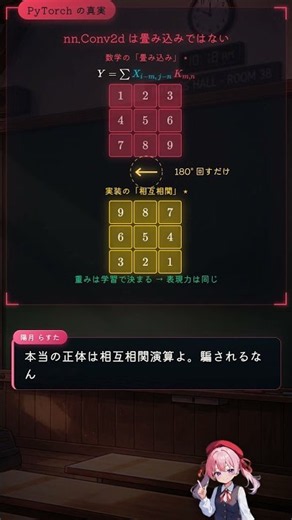 PyTorchは畳み込みを計算していない！？Conv2dの裏側【衝撃の真実】 #shorts