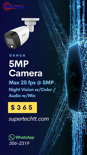  Dahua HD-CVI 5MP Full Colour Bullet Camera with Audio (2.8mm, LED...