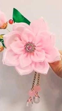 Beautiful Pink Flower Hair Clip 🌸 | Easy DIY Ribbon Flower Tutorial #short #diy