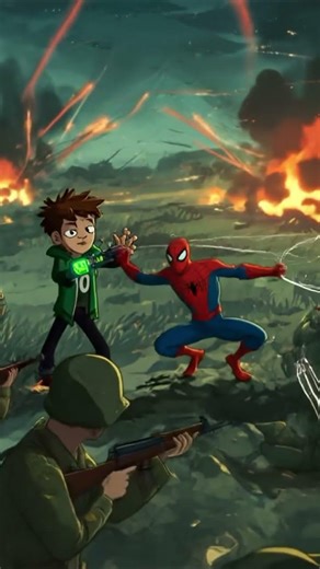 #ben10short #spaider man #ben 10 and spider man are fighting in a world war