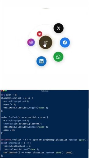 Animated Share Button UI 🚀 (JavaScript Orbit Menu)