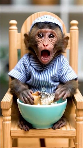 Baby Monkey Eating Fish #babymonkey #monkeysr #shorts