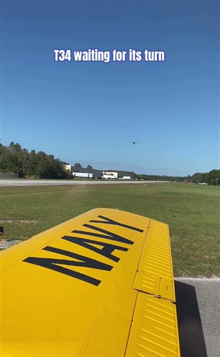 Beechcraft T-34 Mentor Military Trainer “Warbird” holding for departing traffic