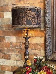 Gallery Designs Table Lamp with Crystals and Coco Lamp Shade