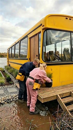 🚍 Abandoned School Bus in the Water to Cozy Tiny Home Makeover (Full Transformation) Before/After