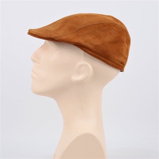 Camel Suede Newsboy Cap: Sheepskin Leather Flat Cap - Etsy