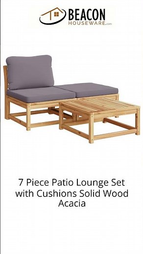 7 Piece Patio Lounge Set with Cushions Solid Wood Acacia