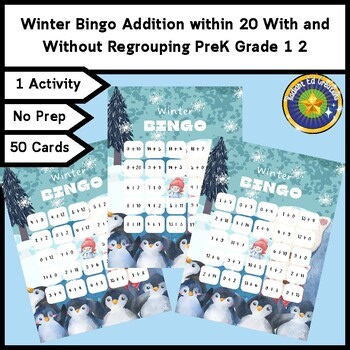 Winter 20 Addition Bingo Math Fact Game Logic Puzzle Regroup Mental Number