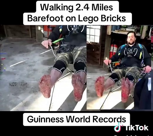 Walking 2.4 Miles Barefoot on Lego Bricks Challenge