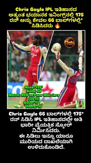 ಕ್ರಿಸ್ ಗೇಲ್ ಅಬ್ಬರ – 175* ರನ್ ದಾಖಲೆ ಇನ್ನೂ ಅಜೇಯ #ChrisGayle #IPLHistory #GayleStorm #175Runs #RCB #ipl
