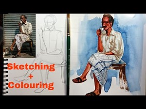 Human Figure Sketching and Colouring in Watercolour