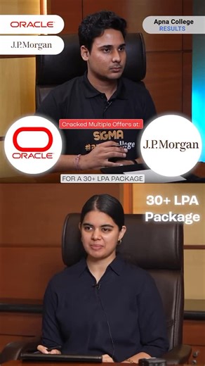 Shradha Khapra | Apna College on Instagram: "Want to know How he got placed in Oracle and qualified JP Morgan? Follow :- @apnacollege_ (For such more content from shradha di 😇) #apna #college #coding #tech #engineering #software #consistency #success #hardwork"