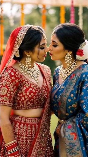 💕 Indian Brides Kissing in Wedding Saree Part-3 #IndianWedding #Women #kissing