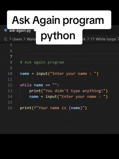 Interactive Ask Again Program Using Python