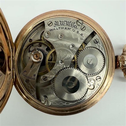 Antique Waltham Full Hunter Pocket Watch – Gold Plated – Dennison Case – 1924 – Working