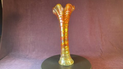 Antique Imperial Glass Co. "ripple" Pattern Marigold Carnival Glass Swung Vase (chip) - Etsy