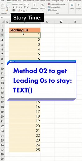 method 2/2 to keep those leading 0s from ghosting you 👻 #excel #exceltip #excelhacks #msexcel #data