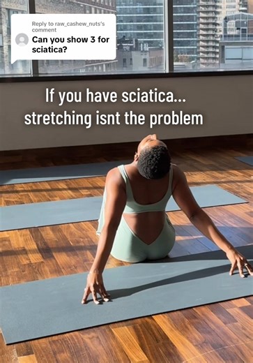 Replying to @raw_cashew_nuts Try these 3: Childs pose with side stretch, supine twist both sides , reclined Piegon Hold each one (both sides) for 1–2 minutes and breathe into your lower back. Slow intentional and controlled. #sciaticarelief #nervoussystemregulation #yogaforpain #lowbackrelief #somatichealing