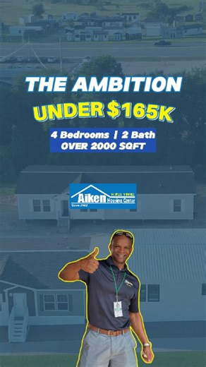 Looking for more home for your money? The Ambition by Southern Homes is #20 on our Lot and offers over 2,000 sq ft of well-planned space, featuring 4 bedrooms, 2 baths, and both a living room and a den. This perfect home for families who want room to grow without stretching the budget. With stainless steel appliances and a practical layout, this home delivers everyday comfort at a price that makes sense. View available homes: https://aikenhousingcenter.com/manufactured-homes/ Start your pre-qual