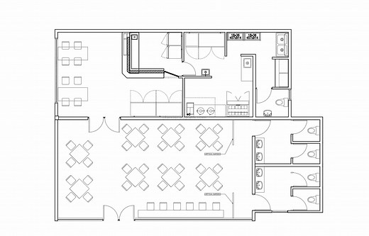Restaurant y Bar de Sushi, Planos de AutoCAD - Planos CAD Gratis