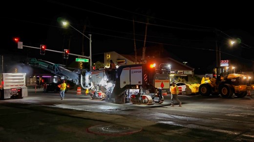 This is the insider look into what Clark County Public Works is working on overnight! Last night, the intersection of Jones and Desert Inn had milling work done that has created a more even driving surface for our community. 🚧🦺 Follow for more Clark County Public Works updates and projects 🚧🦺 | Clark County, Nevada
