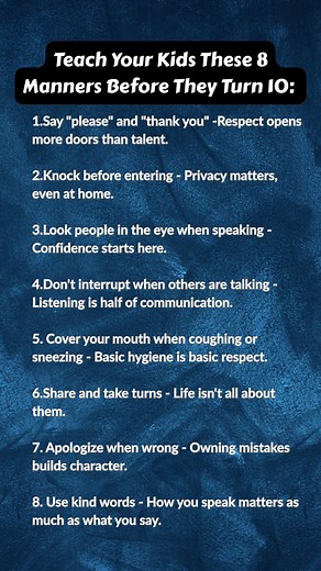 592K views · 5.6K reactions | Teach Your Kids These 8 Manners Before They Turn 10: | Beautiful Words | Facebook