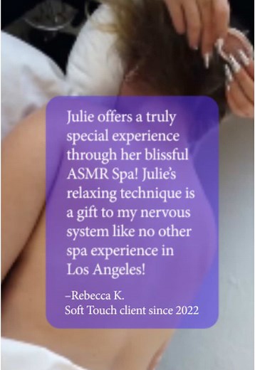 A complete reset for your nervous system. Many of my clients, just like Rebecca K., feel as though they’re floating. ☁ Soft Touch is calming, comforting and reassuring. Comment with a 💖 if you could use some Soft Touch right now. #asmrspa #asmrmassage #softtouch #backscratch #asmrrelax #fyp #asmrcommunity #asmrtok #losangeles #relaxation