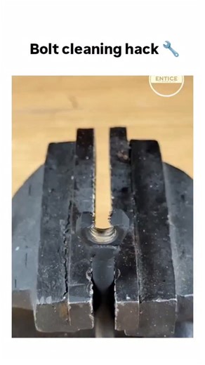 Thetrandinglab.48 on Instagram: "It’s fast, effective for metal debris, and avoids wire brushing or solvents if you just need the threads usable again. Many replies are people going “oh that’s how it’s done!” or “learned something new”, showing it’s a satisfying “aha” moment for non-pros. Similar videos circulate with slight variations (e.g., using a die in a drill press or just a nut spun aggressively), but this one uses a vise + powered threading tool for quick, dramatic cleaning. Handy shop t