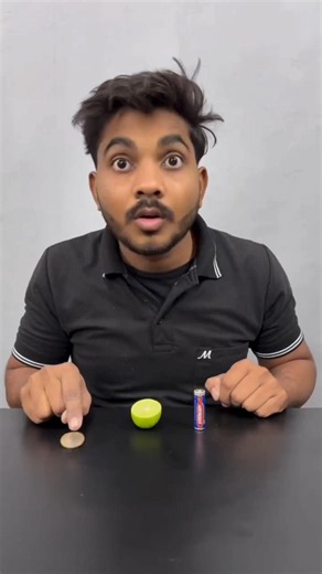 spining coin with battery and lemon #science #viral #experiment