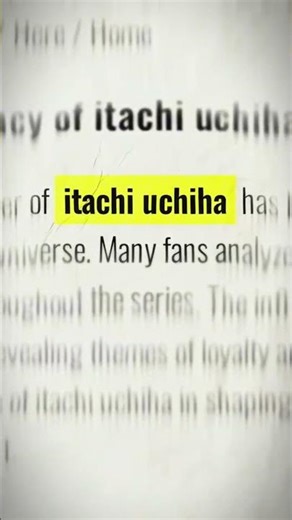 The Tragic Genius of Itachi Uchiha edit