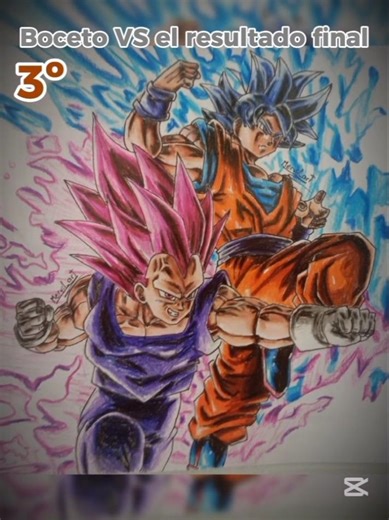 Boceto VS resultado final con mis dibujos de dragón ball ✏️🔥‼️