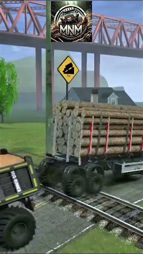 No Time to Stop! Truck Drags Another Across Dangerous Railway 🚛#mudrunner #beamngdrive #gamingshorts