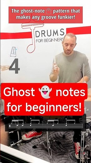 👻 Ghost notes for beginners! 🥁 Practice and apply this pattern to any basic groove! #ghostnotes