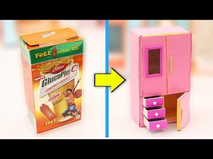 DIY Mini wardrobe with waste boxes and matchbox || How to make miniature wardrobe @Craftube4u