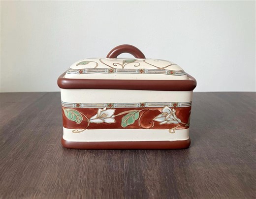 Pfaltzgraff Mission Flower Lidded Kitchen Keeper Storage Dish – Red Green White Floral Christmas Stoneware Recipe Box - Discontinued- China - Etsy