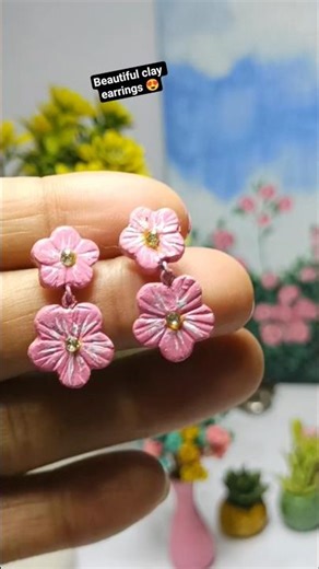 DIY Clay Earrings at Home ✨ Easy Handmade Jewelry #Shorts